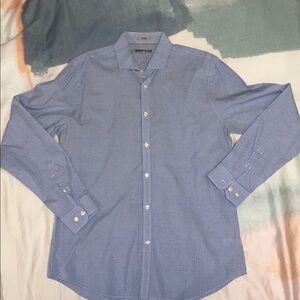 Express Men's Blue Plaid Button-Down Shirt Size Large Fitted